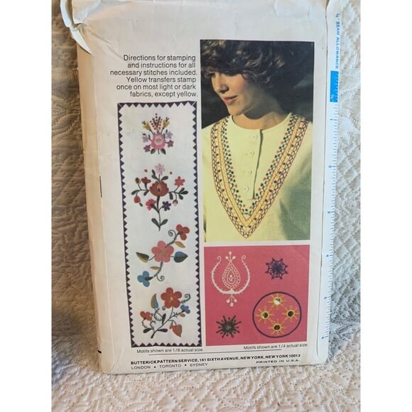 Butterick Embroidery Transfers Iron On Pattern 4106 - Uncut - Picture 2 of 2